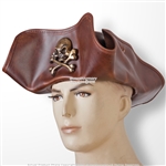 Antique Look Leather Pirate Tricorne TriCorner Hat Renaissance Costume LG Size