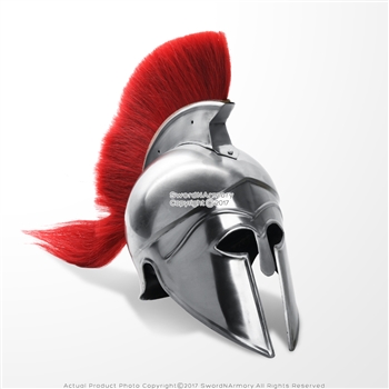 Greek Corinthian Spartan Helmet Medieval Helm with liner Red Crest LARP
