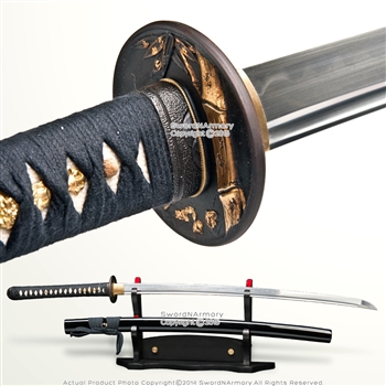 Ryujin Bamboo Tsuba 1095 Steel Differentially Hardened Katana Samurai Sword Bohi