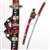 Musha 1045 Through Hardened Steel Tachi Katana Leather Handle Samurai Sword Red