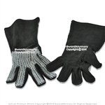 Large Size Leather Gloves with Chainmail Medieval Armour Dressing Costume LARP