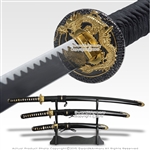 Japanese Bushido Dragon Last Samurai Sword Set Katana Wakizashi Tanto w/ Stand