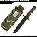 Small Green Classic Marine Combat Knife Replica Letter Opener w/ Sheath & Chain