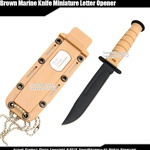 Small Classic Marine Desert Combat Knife Replica Letter Opener w/ Sheath Chain