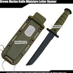 Green Small Marine Combat Knife Replica Letter Opener Dagger Serrated w/ Sheath