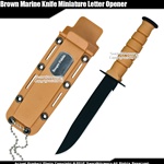 Brown Marine Knife Miniature Letter Opener Replica With Name Plate & Chain