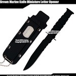 Black Marine Knife Miniature Letter Opener Serrated Replica Drop Point Semper Fi