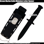 Black Marine Knife Miniature Letter Opener Replica Double Edge Semper Fi