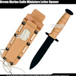 Brown Marine Knife Miniature Letter Opener Replica Double Edge Semper Fi