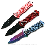 Spring Assisted Opening Spider Knife Serrated Tactical Folder Surgical Steel