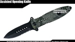 Assisted Opening Serrated Combat Tactical Folding Knife Steel Punch Green Camo