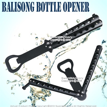 Black Butterfly Style Bottle Opener Pratice Balisong Stainless Steel Belt Clip
