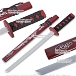 29" Red Wooden Samurai Katana Sword with Dragon Scabbard Cosplay Video Game