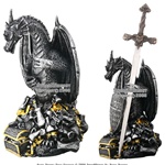 Poly Resin Emperor Treasure Dragon With Sword & Shield