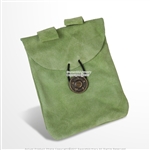 Medieval Light Green Renaissance Fair Costume Suede Leather Pouch Satchel Bag LARP SCA