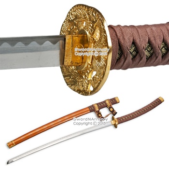 Gold Color Jin Tachi Japanese Samurai Katana Sword 440 Stainless Steel Unsharpen