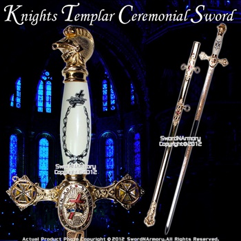 Masonic Knights Templar Ceremonial Sword Freemasonry Gold Fittings 28" Blade