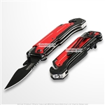 Red 5-in-1 Multi Function Spring Assisted Opening Knife Flash Light Fire Starter