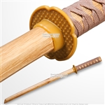 Natural Wooden Wakizashi Size Bokken Samurai Practice Short Sword Waster