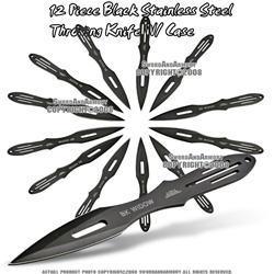 12 Piece 440 Stainless Steel Throwing Knife Set With Case