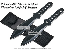 2 Pcs 8.5" Black Stainless Steel Throwing Knife With Case
