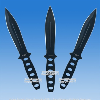 3 Pcs 6.5" Black Steel Throwing Knife Set W/ Sheath