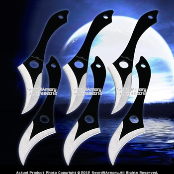 6 Pieces Dragon Claw Black Throwing Knife Set Throwers with Nylon Leg Sheath