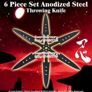 6 Piece Anodized 440 Stainless Steel Throwing Dart W/ Sheath