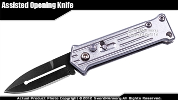 Silver Auto Action Pocket Knife with Safety Lock