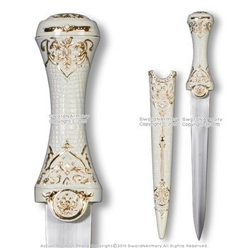 13.3" Historic Roman Dagger Medieval Short Sword Decorative White Handle Sheath