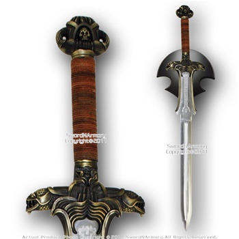 Barbarian Fantasy Medieval Sword With Wooden Plaque