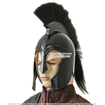 Black Trojan 300 Spartan Greek Troy Helmet with Liner & Plume Costume Armor LARP