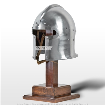 Functional Medieval Flared Barbute Fighting Combat Helmet 16G Steel SCA LARP