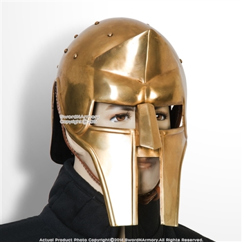 Medieval Brass Coated 18G Steel Roman Maximus Gladiator Helmet Collector Edition