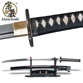 Munetoshi 2nd Gen Mokko Handmade Katana Samurai Sword T10 Blade Crane Tsuba