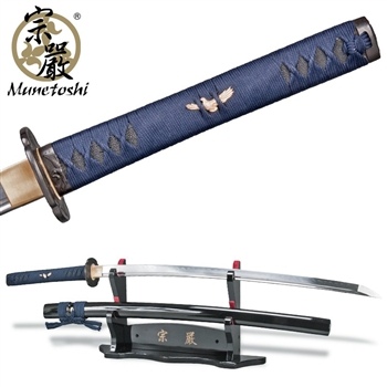 Munetoshi 2nd Gen Mokko Handmade Katana Samurai Crane Sword T10 Steel Battle Wrap