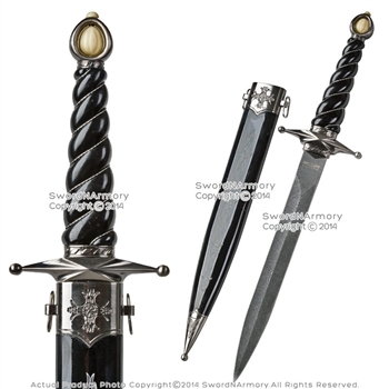 16.5" Historical Medieval Knight Dagger Short Sword with Pattern Welded Blade