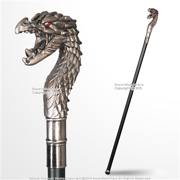 37" Fantasy Fury Dragon Detachable Metal Head Walking Cane Gentlemen's Stick