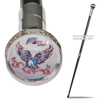 American Bold Eagle Emblem Two-Piece Walking Cane Gentleman Stick Steel Staff SL