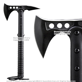 15" Functional Black Camping Survival Hatchet Tactical Axe w/ Spike Self Defense