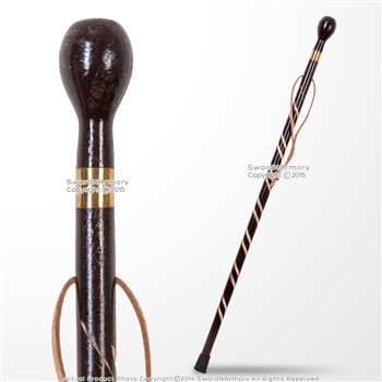 36' Solid Wooden Walking Cane Round Top Gentlemen's Spiral Fluted Walking Stick