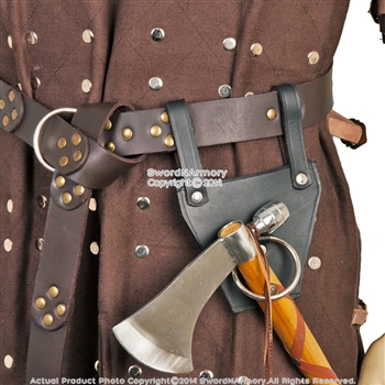 Genuine Leather Medieval Axe Hanger Viking Hatchet Tomahawk Holder Costume LARP