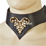 Medieval Style Leather Lady Collar w/ Cast Brass Decoration Renaissance Costume