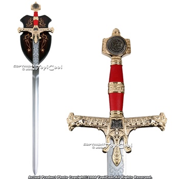 49" Medieval 10th Century King Solomon Crusader Knight Sword Deluxe Display Plaq