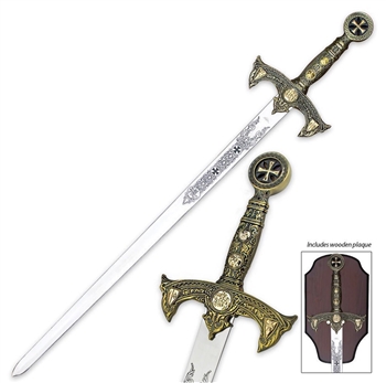 47" Medieval 12th Century Knights Templar Crusader Sword with Plaque Bronze