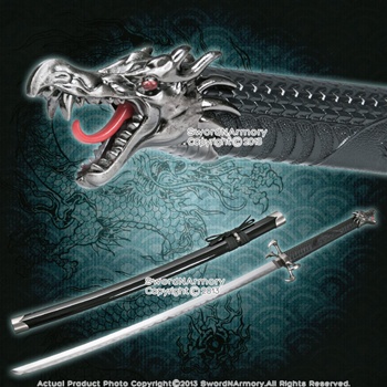 Black Torch Dragon Fantasy Samurai Katana Sword with Four Claws Style Guard