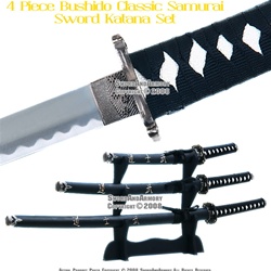 4 Pcs Bushido Classic Japanese Samurai Sword Katana Set