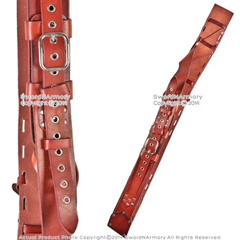 Brown Leather Baldric Back Hanger Belt Frog for Long Sword Medieval Costume LARP