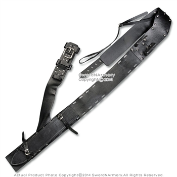 Black Faux Leather Large Baldric Claymore Longsword Greatsword Medieval Sword