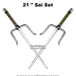 Set of 2 21" Octagon Stainless Sai Karate Practice